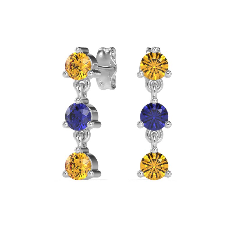 Three Stone Petite Dangling Earrings