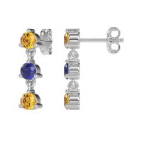 Three Stone Petite Dangling Earrings