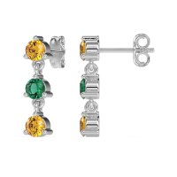 Three Stone Petite Dangling Earrings