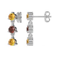 Three Stone Petite Dangling Earrings