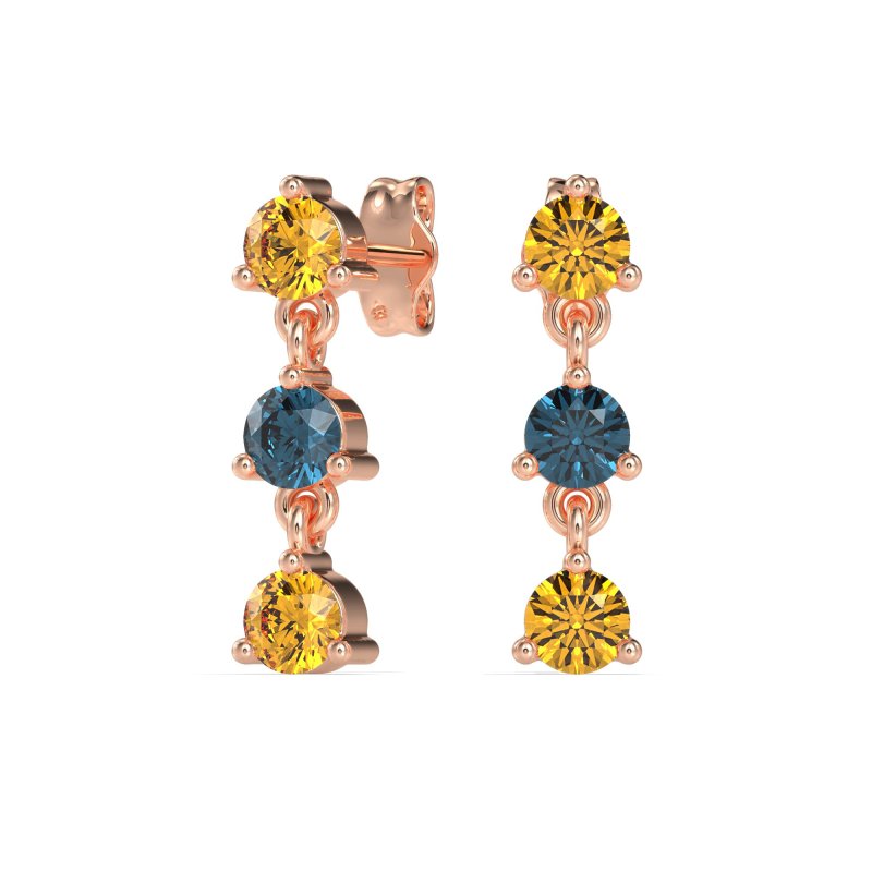 Three Stone Petite Dangling Earrings