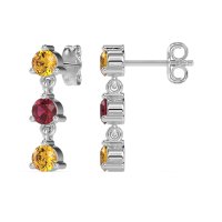 Three Stone Petite Dangling Earrings