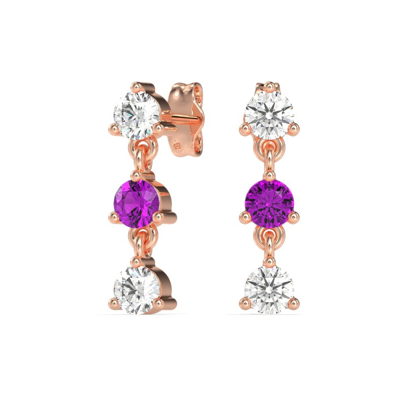 Three Stone Petite Dangling Earrings