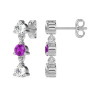 Three Stone Petite Dangling Earrings