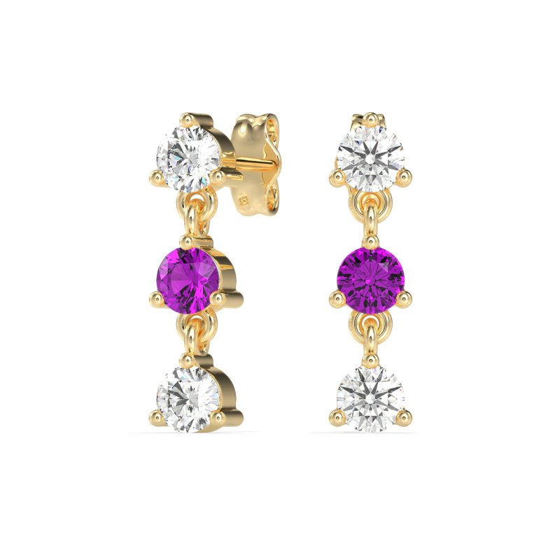 Three Stone Petite Dangling Earrings