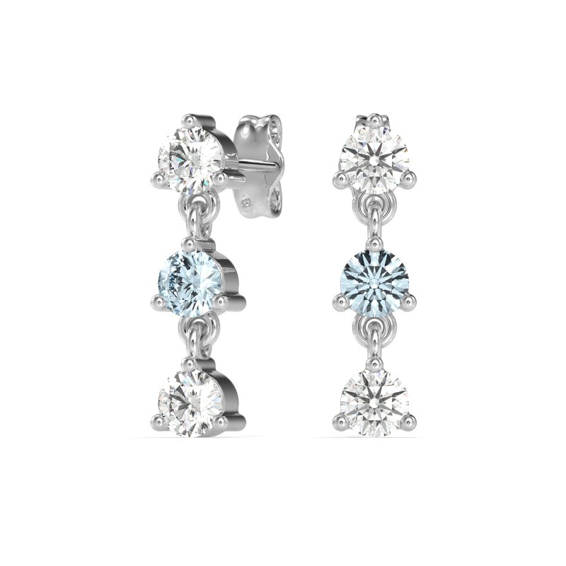 Three Stone Petite Dangling Earrings