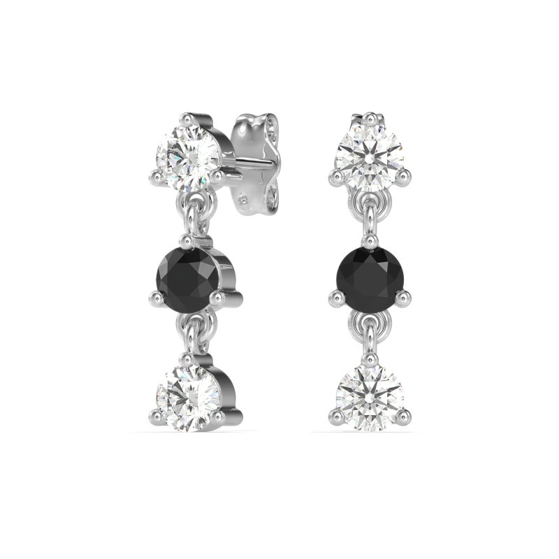 Three Stone Petite Dangling Earrings