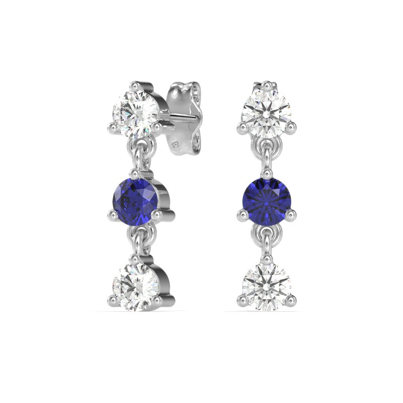 Three Stone Petite Dangling Earrings