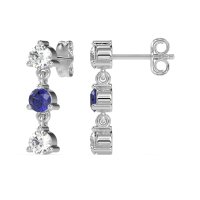 Three Stone Petite Dangling Earrings