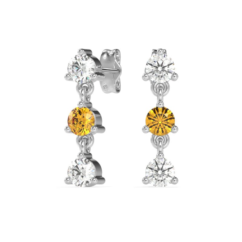 Three Stone Petite Dangling Earrings