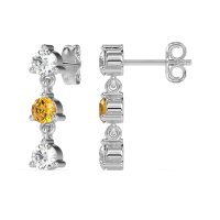 Three Stone Petite Dangling Earrings