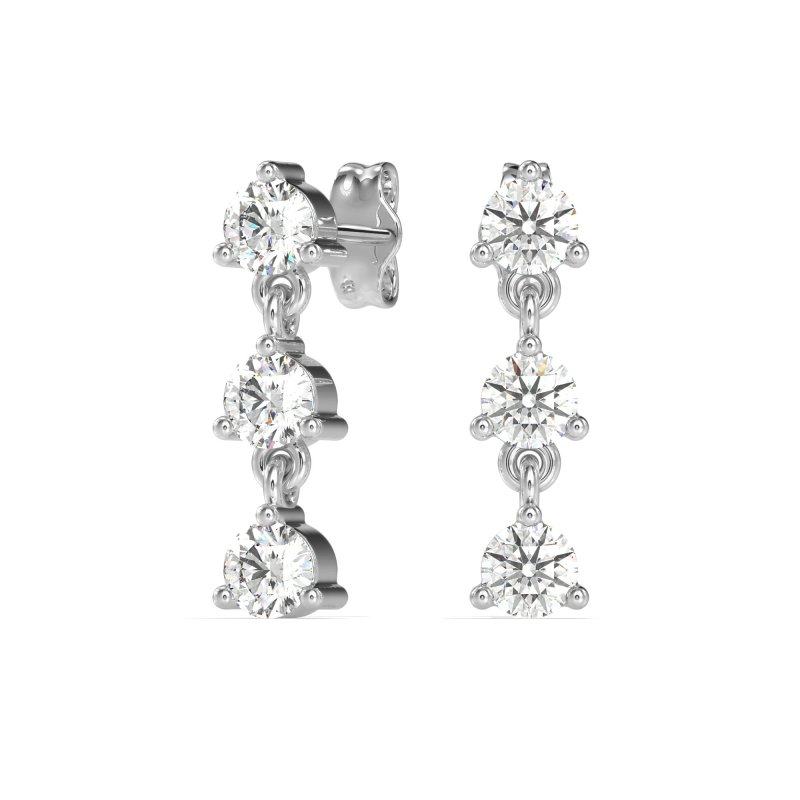 Three Stone Petite Dangling Earrings