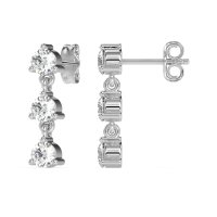 Three Stone Petite Dangling Earrings