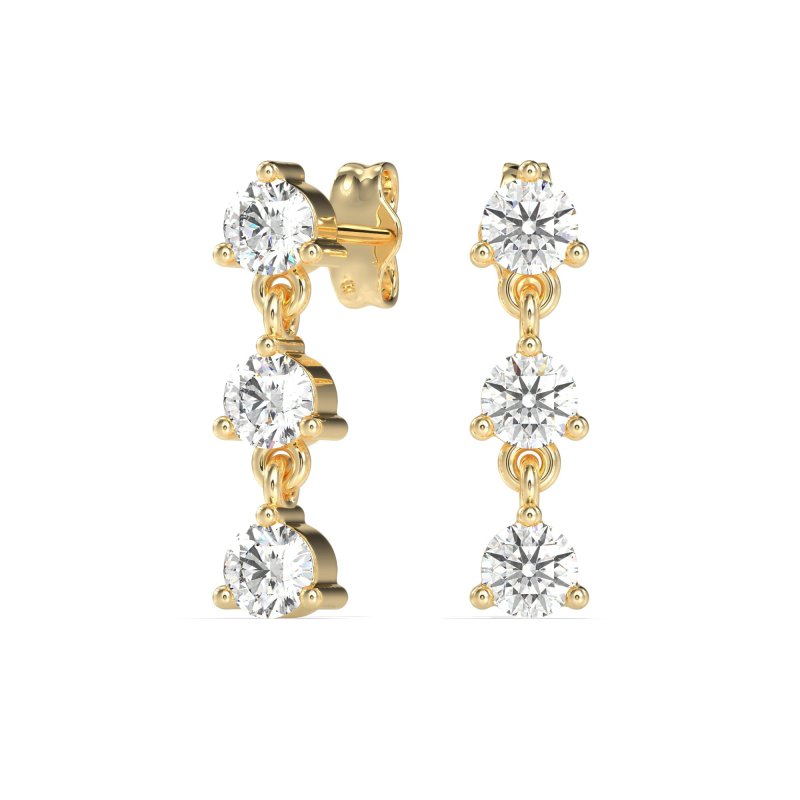 Three Stone Petite Dangling Earrings