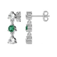 Three Stone Petite Dangling Earrings