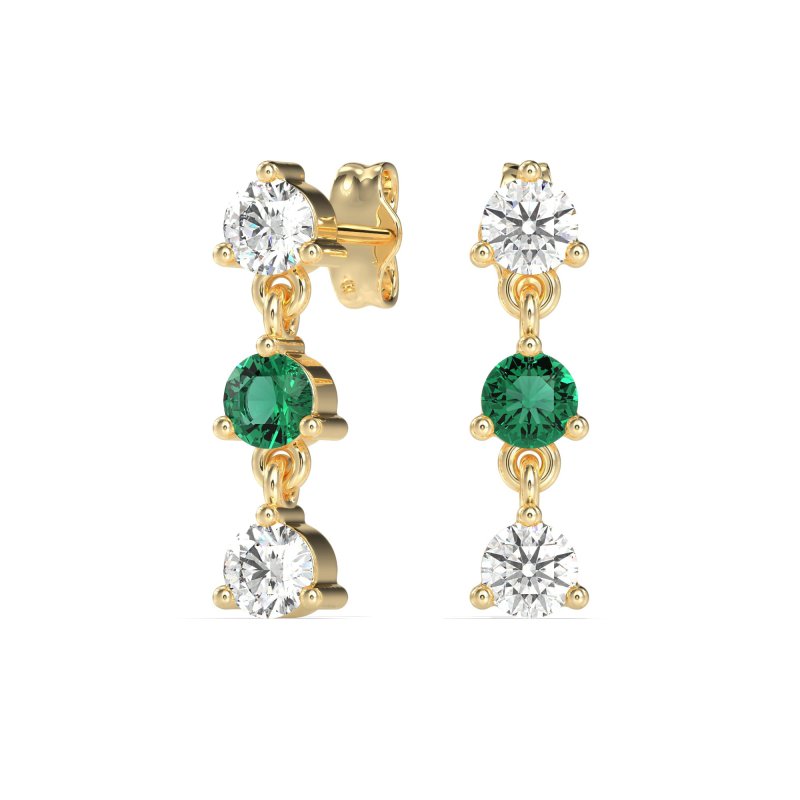 Three Stone Petite Dangling Earrings
