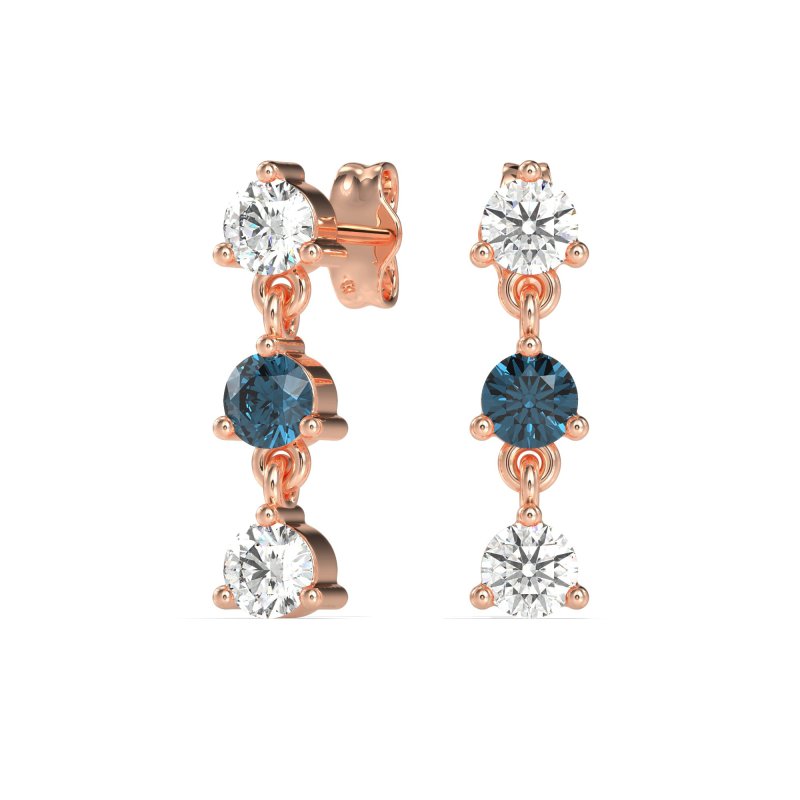 Three Stone Petite Dangling Earrings