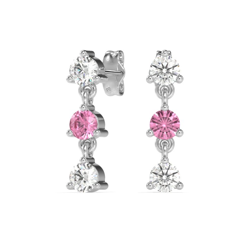 Three Stone Petite Dangling Earrings