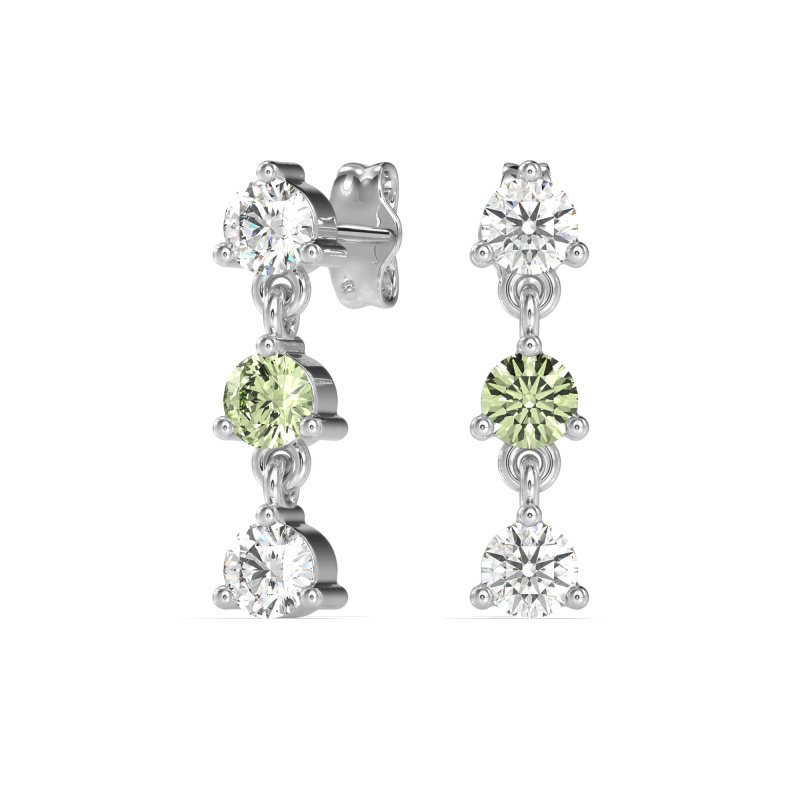 Three Stone Petite Dangling Earrings