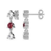 Three Stone Petite Dangling Earrings