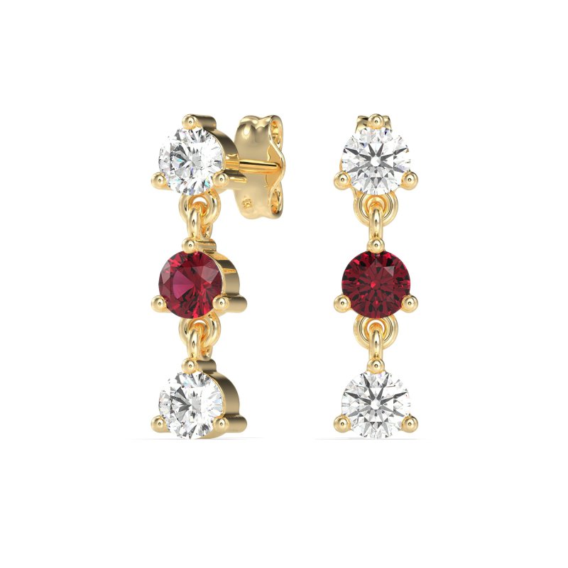 Three Stone Petite Dangling Earrings