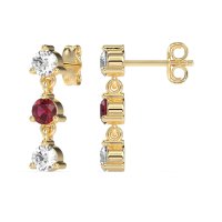 Three Stone Petite Dangling Earrings