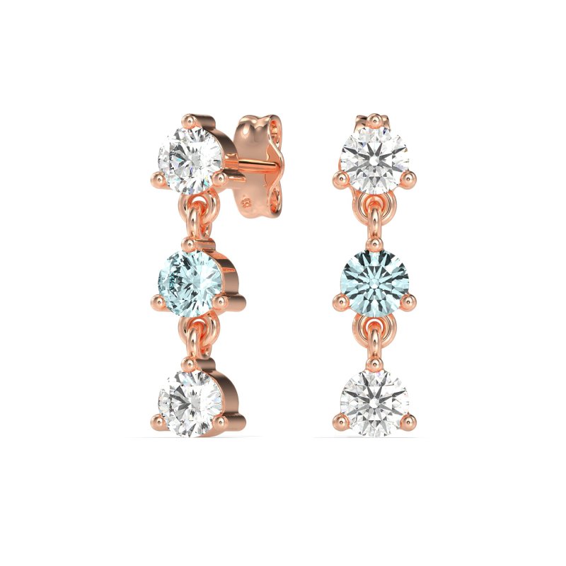 Three Stone Petite Dangling Earrings