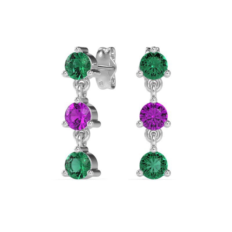 Three Stone Petite Dangling Earrings