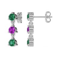 Three Stone Petite Dangling Earrings