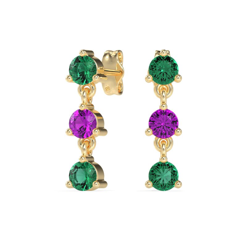Three Stone Petite Dangling Earrings