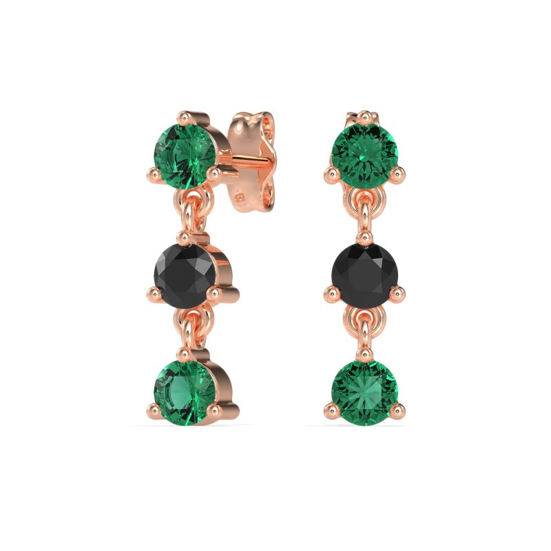 Three Stone Petite Dangling Earrings