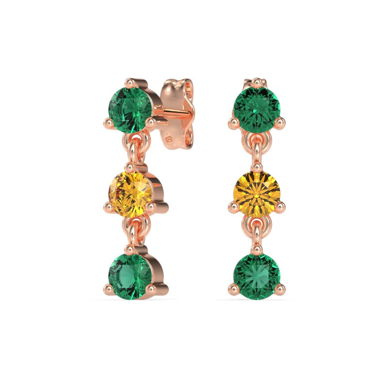 Three Stone Petite Dangling Earrings