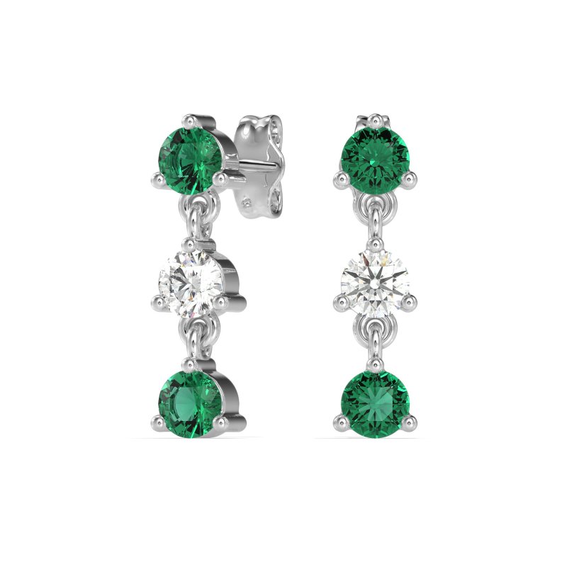 Three Stone Petite Dangling Earrings