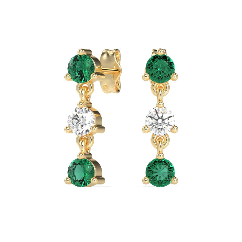 Three Stone Petite Dangling Earrings