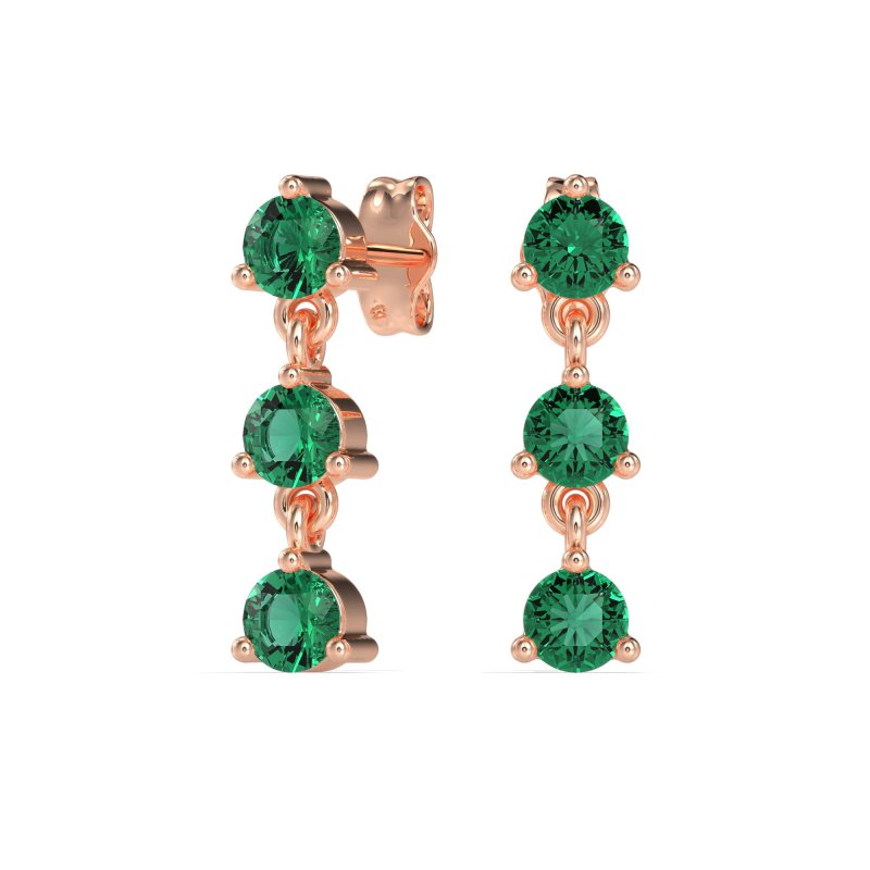 Three Stone Petite Dangling Earrings
