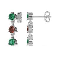 Three Stone Petite Dangling Earrings