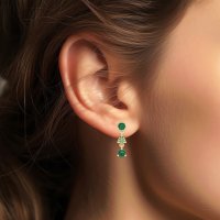 Three Stone Petite Dangling Earrings