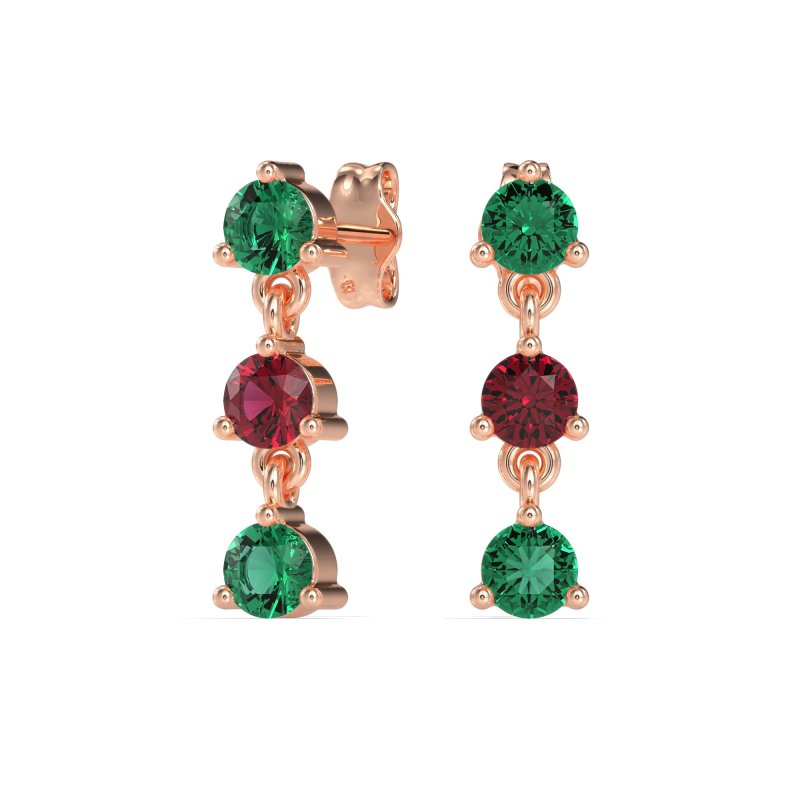 Three Stone Petite Dangling Earrings