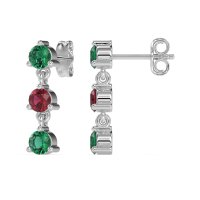 Three Stone Petite Dangling Earrings