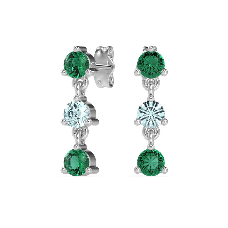 Three Stone Petite Dangling Earrings