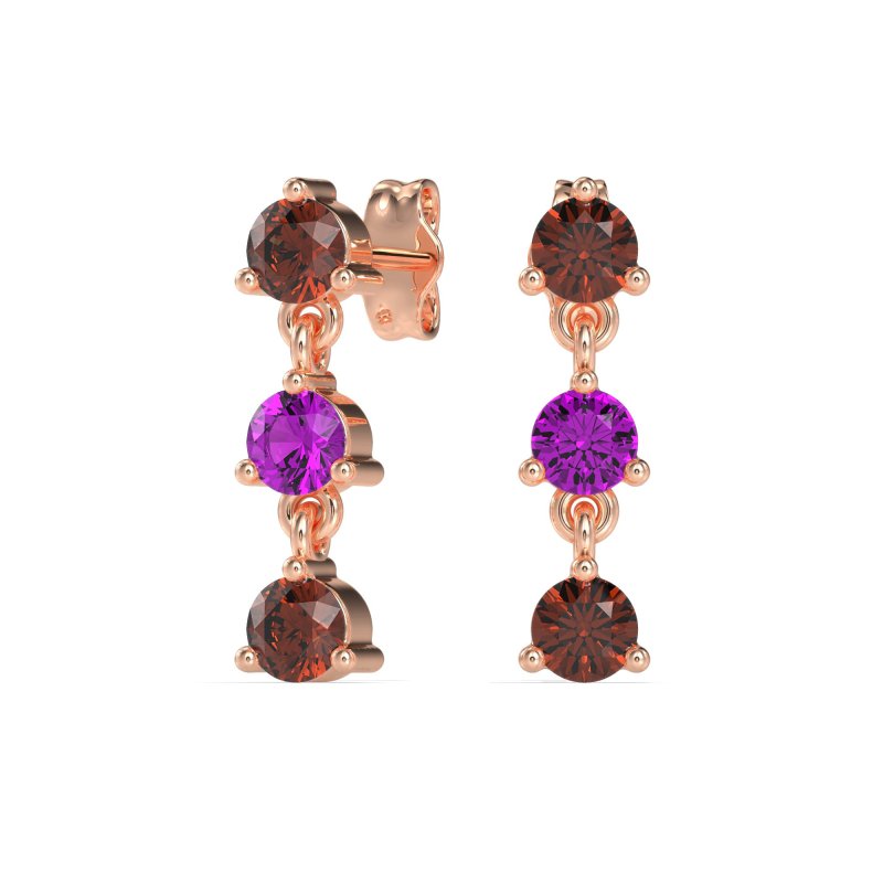 Three Stone Petite Dangling Earrings