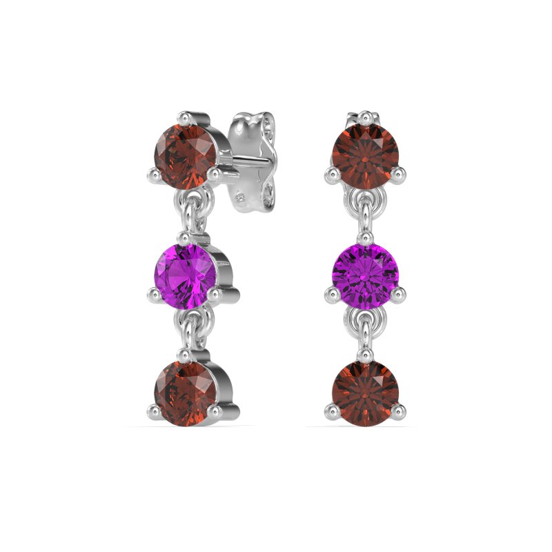 Three Stone Petite Dangling Earrings