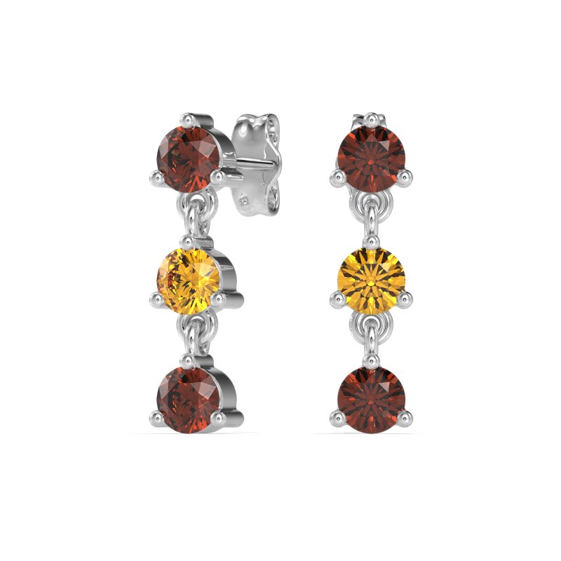 Three Stone Petite Dangling Earrings