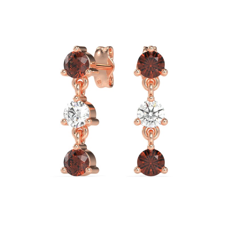 Three Stone Petite Dangling Earrings