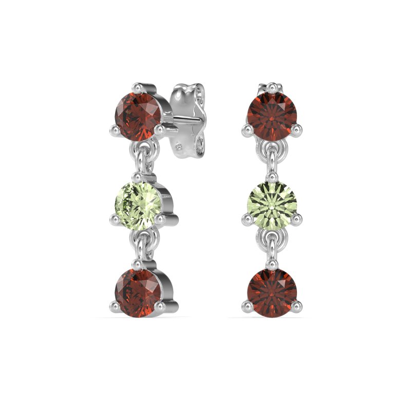 Three Stone Petite Dangling Earrings