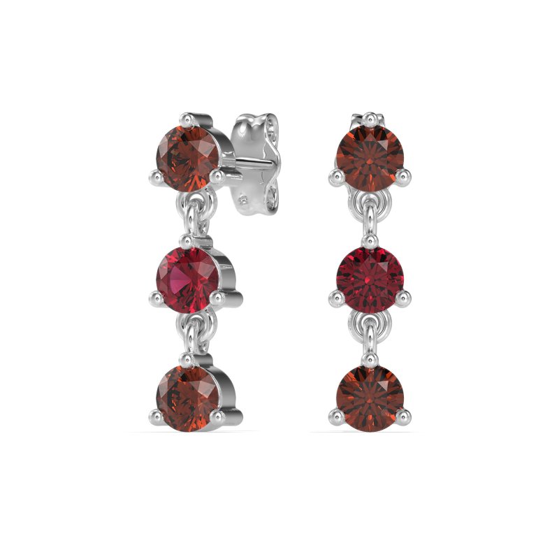 Three Stone Petite Dangling Earrings