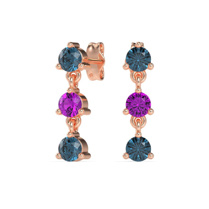 Three Stone Petite Dangling Earrings