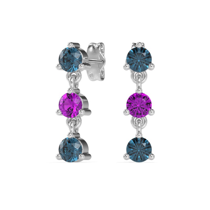 Three Stone Petite Dangling Earrings