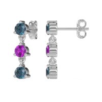 Three Stone Petite Dangling Earrings