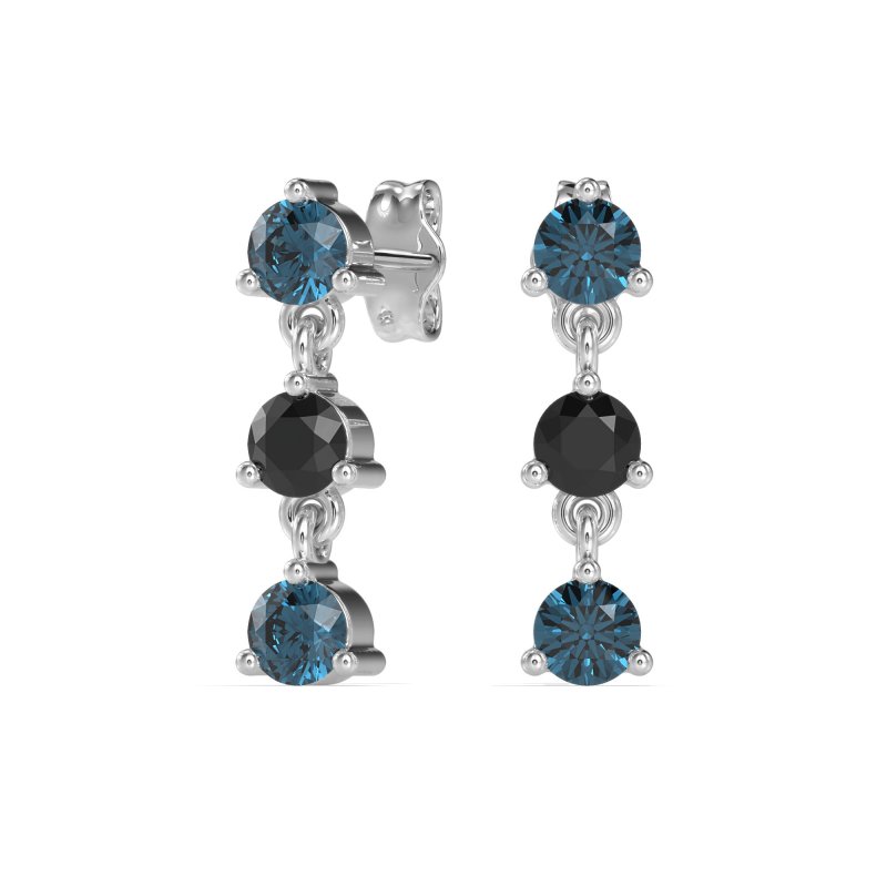 Three Stone Petite Dangling Earrings